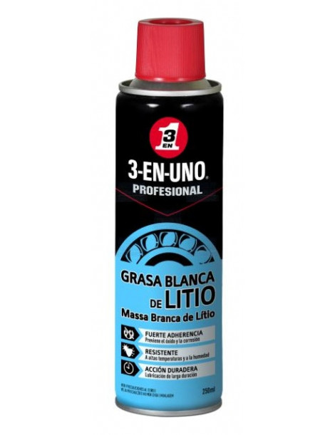 SPRAY MASSA BRANCA LITIO 3-EN-UNO 250MLT