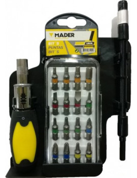 JOGO BITS 18PCS C/CHAVE+ AUMENTO MADER TOOLS
