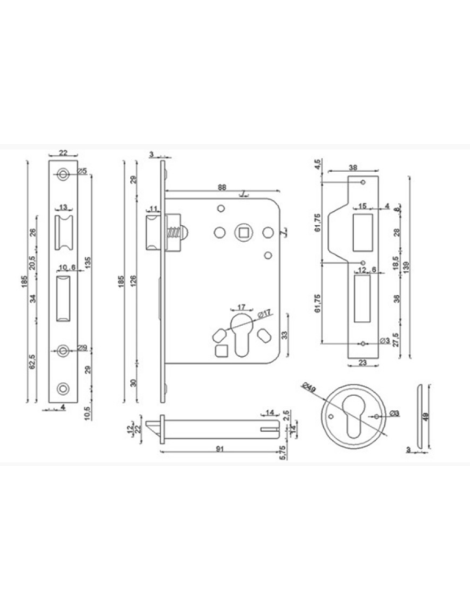 FECHADURAS 725 INOX C/CANHÃO  