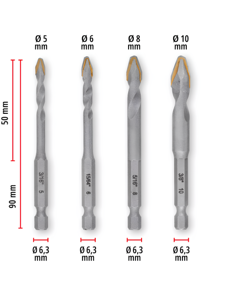 JOGOS BROCAS VIDRO CERÂMICA PROFISSIONAL 4PCS EINHELL