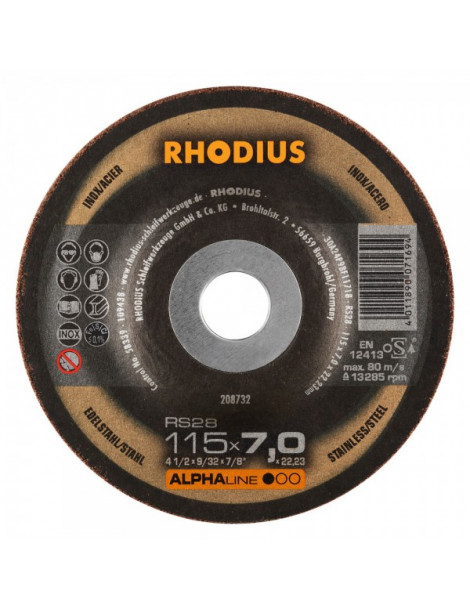 DISCO REBARBAR RHODIUS INOX 115X7MM RS28