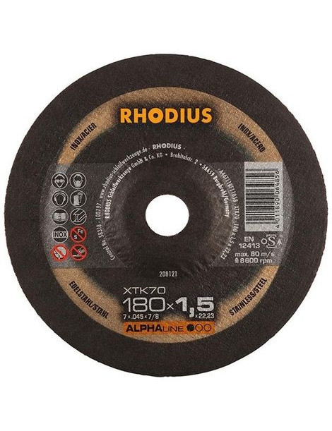 DISCOS C/INOX RHODIUS 180X1.5MM ALPHA XTK70
