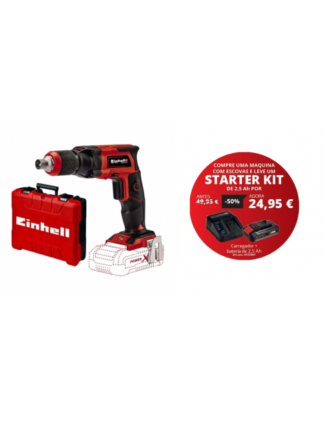 APARAFUSADORA PLACAS GESSO TE-DY 18 LI- A BATERIA REF:4259980 + STARTER KIT 2.5AH REF:4512097 EINHELL