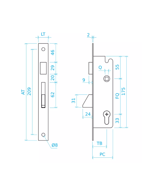 FECHADURA GNS 30MM/35MM CHAVE CRUZ EMBUTIR REF.7794