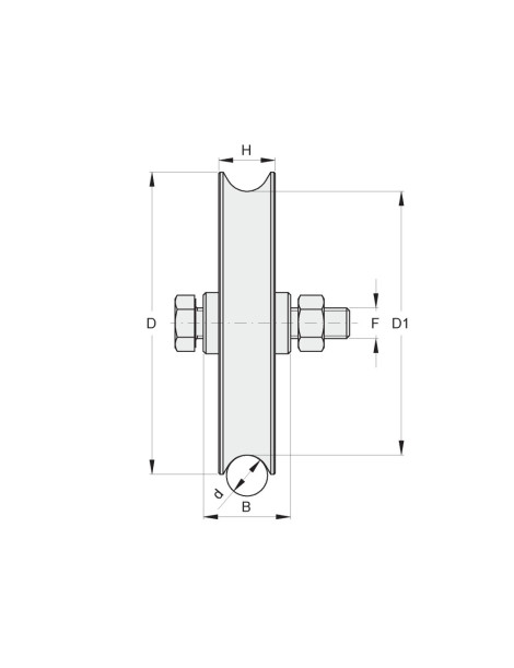 RODA 90X16 GOLA U PORTÃO CORRER 1 ROLAMENTO 305/16