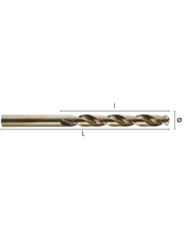 BROCAS HSS COB 5% (OURO) 5MM INOX HEPYC-1105-DIN338 N-135º REF.2411050500