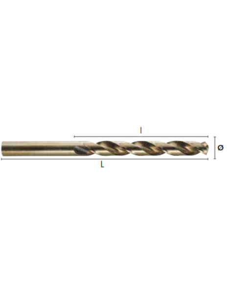 BROCAS HSS COB 5% (OURO) 5MM INOX HEPYC-1105-DIN338 N-135º REF.2411050500