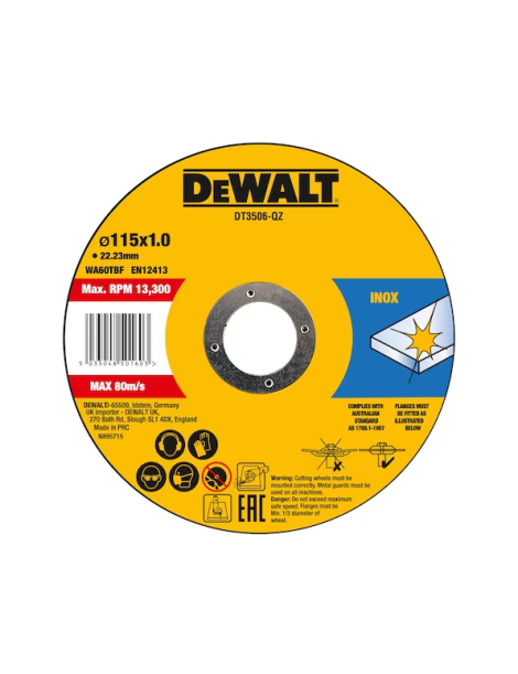 DISCOS C/INOX 115MM CX.10UNID. DEWALT DT3506