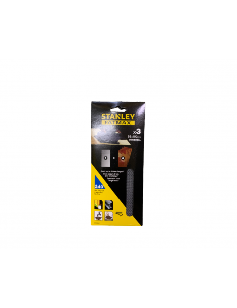 LIXA RETANGULAR 1/3 STANLEY MALHA 3PCS GRAU 240