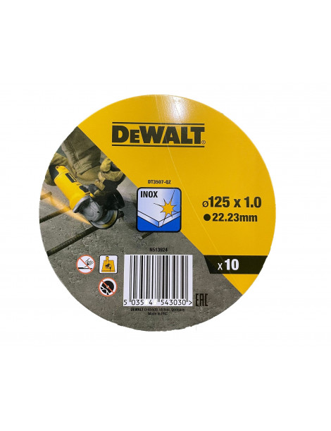 DISCO C/INOX 125X1MM DeWALT- 10 unidades