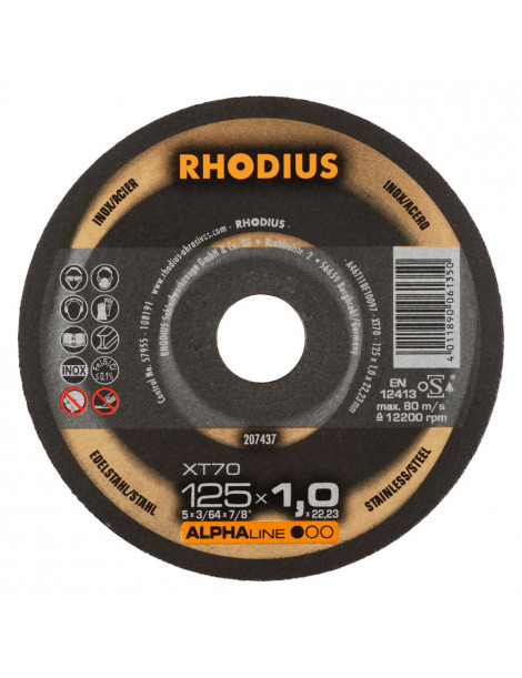 DISCOS C/INOX RHODIUS 125X1MM ALPHA  XTK70