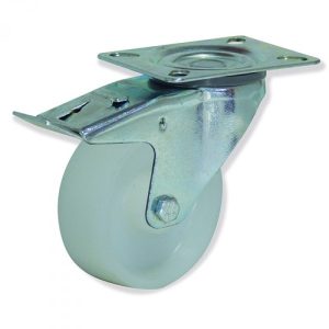 RODIZIO 80MM GIRATORIO NYLON BRANCO C/TRAVAO 34-090/4-FD GAYNER