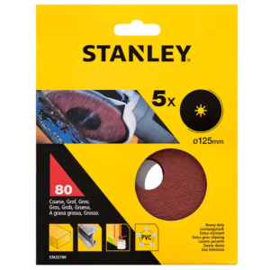 DISCOS LIXA 125MM GRAU 80 5PCS P/REBARBAR STANLEY REF.STA32190