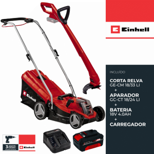 CORTA RELVA GE-CM 18/33 Li + APARADOR GC-CT 18/24 Li + STARTER KIT 18V 4.0Ah EINHELL