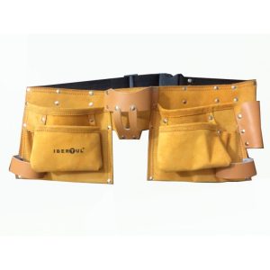 BOLSA FERRAMENTA COURO DUPLA 12 BOLSOS IBERTUL