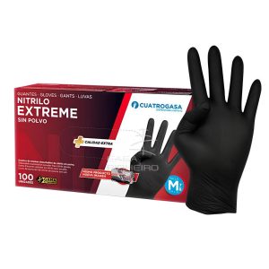 LUVAS DESCARTÁVEIS NITRILIO PRETA EXTREME CX.100 UNIDADES