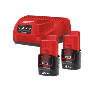 KIT BATERIA MILWAUKEE CARREGADOR + 2BAT 12V 2.0AH REF:M12NRG-202