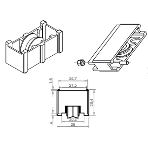 ROLAMENTOS JANELA ALUMÍNIO ROLETE 006 CINZA REF.930
