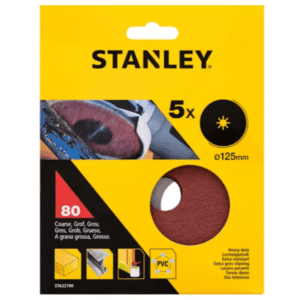 DISCOS LIXA 125MM GRAU 80 5PCS P/REBARBAR STANLEY