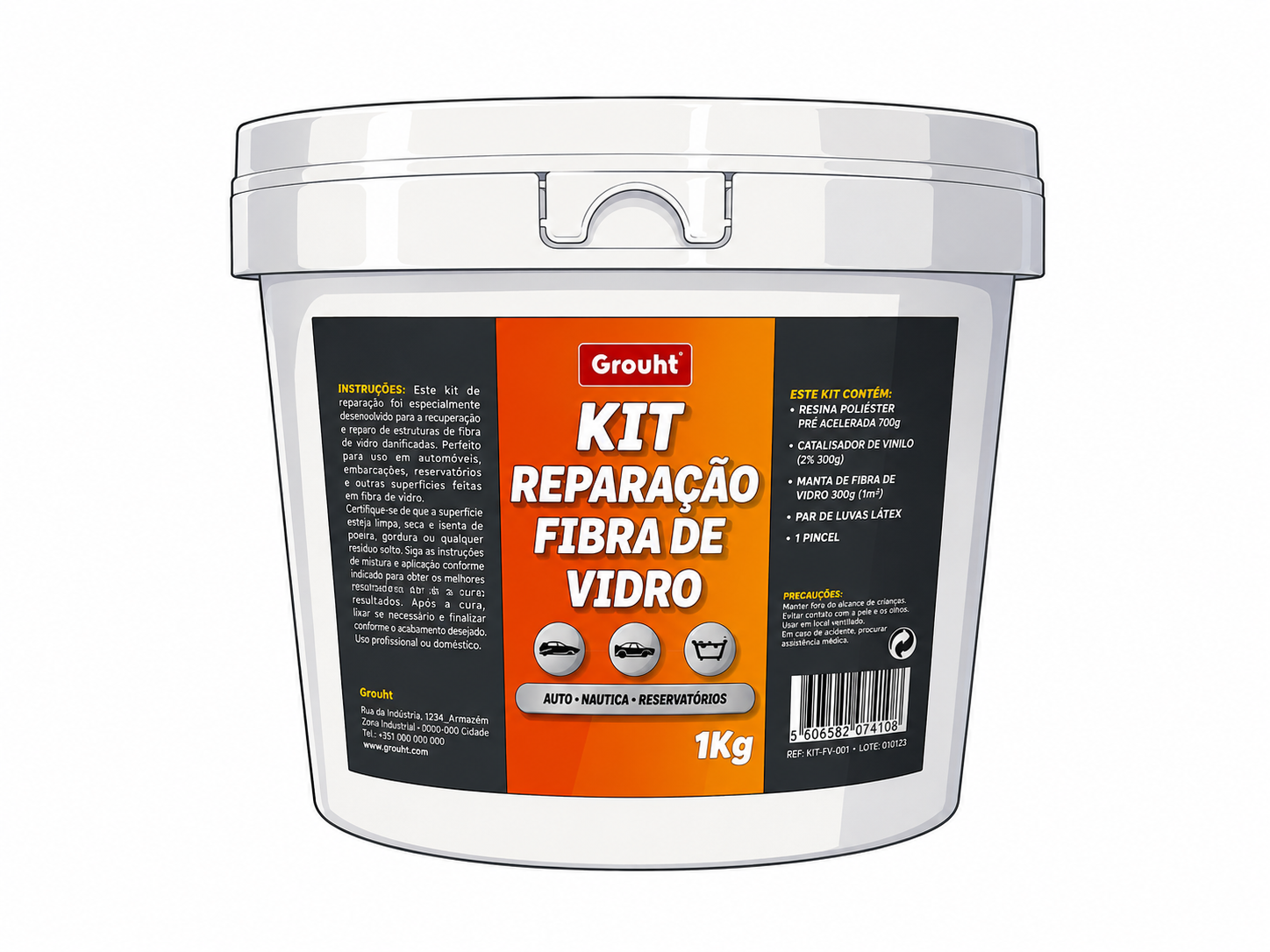 KIT REPARACÃO FIBRA VIDRO 1KG