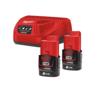 KIT BATERIA MILWAUKEE CARREGADOR + 2BAT 12V 2.0AH REF:M12NRG-202