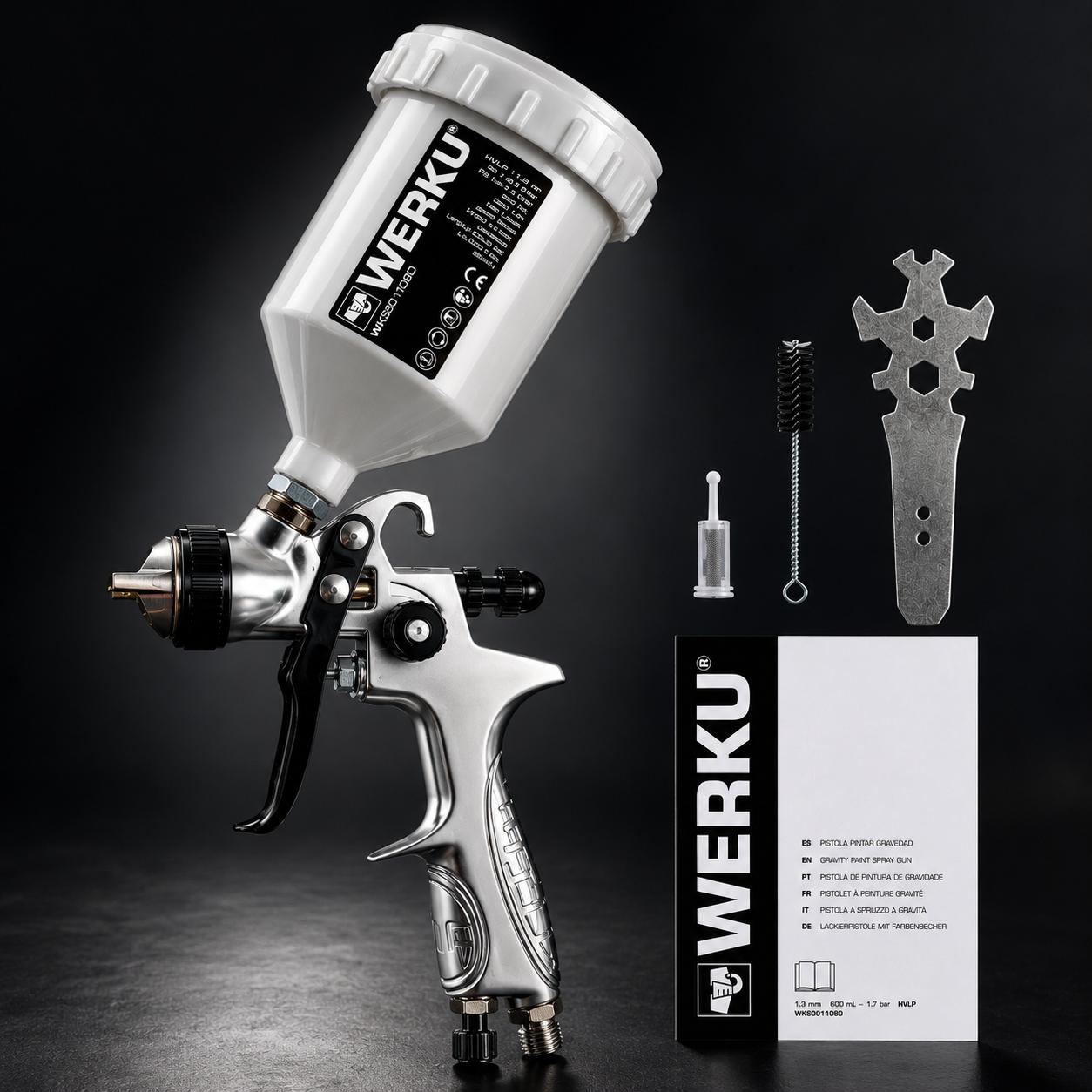 PISTOLA PINTURA 600ML 1.5HP 1.7MM WERKU REF.WK501080