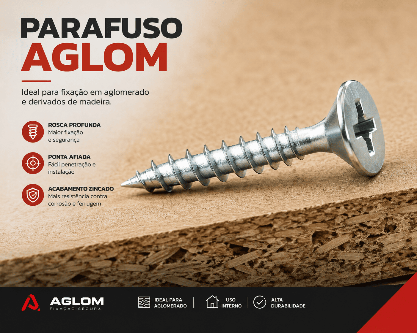 PARAFUSO AGLOM.MAD. 6X70 CRUZ