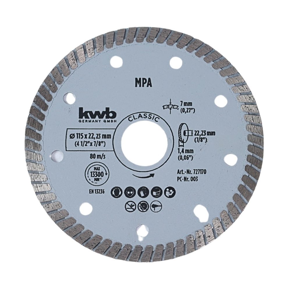 DISCO EXTRAFINO 115MM KWB PROFISSIONAL C/LIMPO (PROCELANA,MARMORE,CERAMICA) (SECO/HUMIDO) REF.49727140