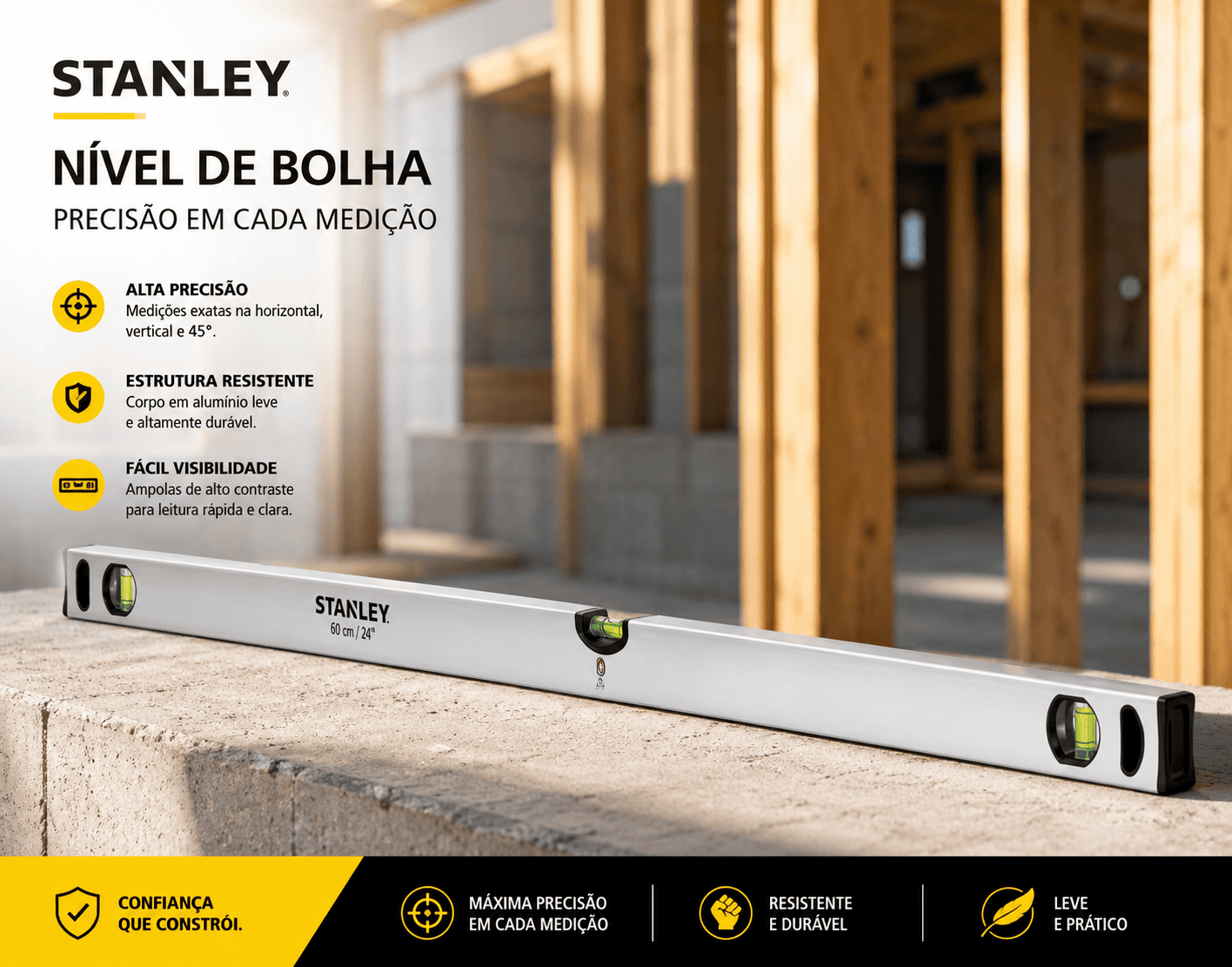 NIVEL STANLEY MAGNTICO ALUMÍNIO 120CM REF.STHT1-43114