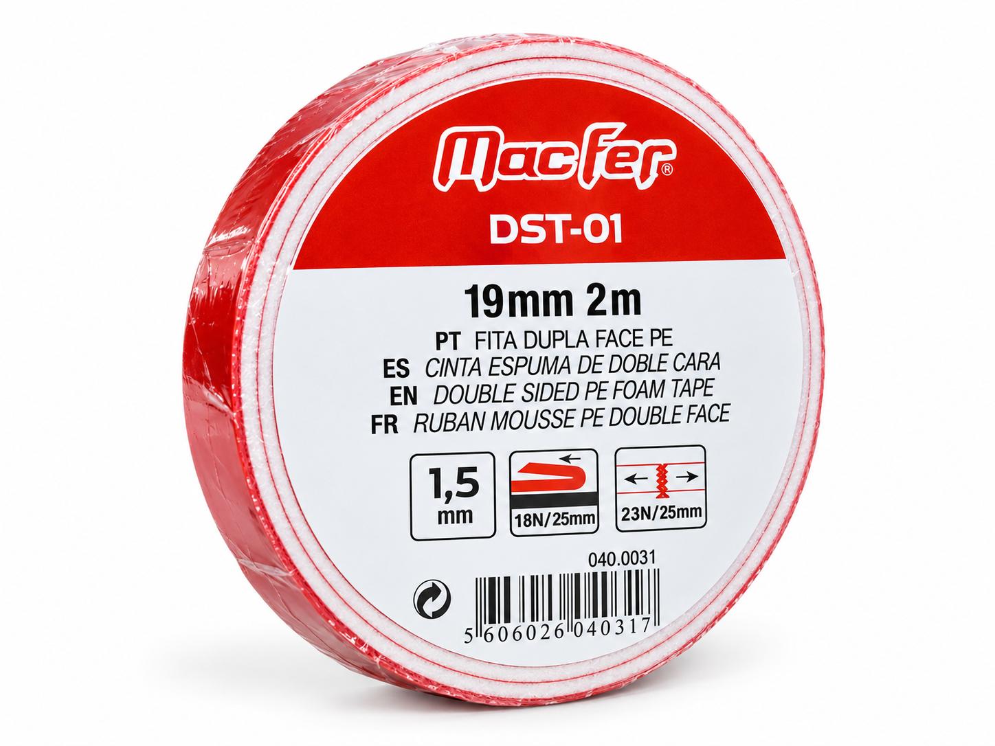 FITA BI ADESIVA ESPONJA 19MMX10MT MACFER